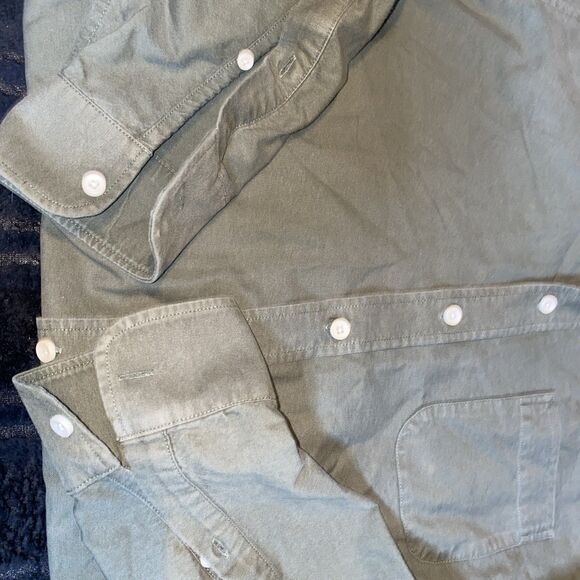 Taylor Stich Army Green Long Sleeve Shirt Men's 38 Preppy Button Down Casual - Picture 5 of 8